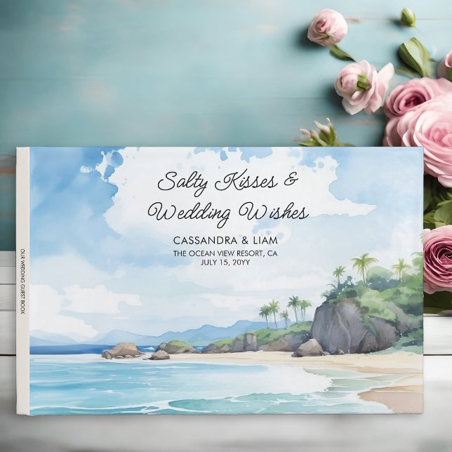 Sommarfärgsskiktscen, Anpassningsbar Bröllop Gästböcker (Wedding Guest Book from the Summer Beach Wedding Collection by Darling & May)
