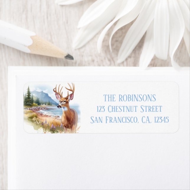 Sommarfärgsvit, skräddarsydd hjort returadress etikett (Insitu)