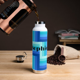 Sommarfärsk blå Grönt Zig Zag Vattenflaska