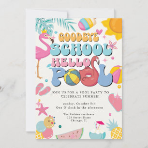 Sommarfarväl Skolans Hej Bassäng Party modern Inbjudningar