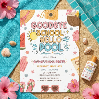 Sommarfest Avsked Skola Hej Pool Inbjudan