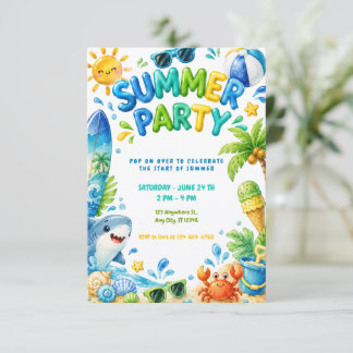 Sommarfest Beach Födelsedagsfirande Inbjudningar