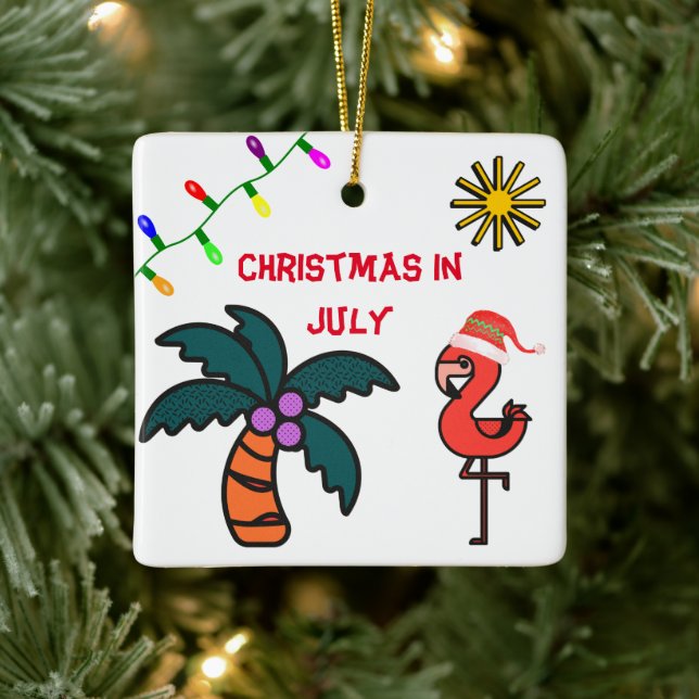 Sommarfest Flamingo jul i juli  Julgransprydnad Keramik (Träd)