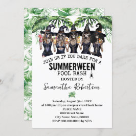 Sommarfest för häxor och tjejer på poolen inbjudningar