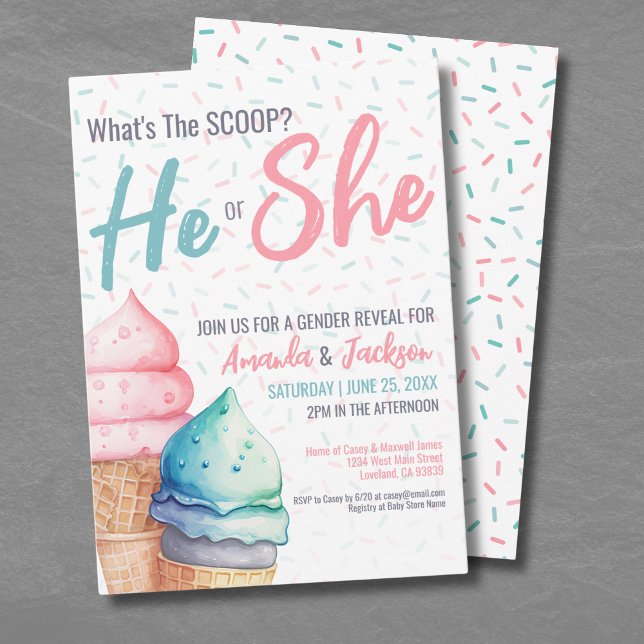 Sommarfest för könsbestämning av bebis inbjudningar (Summer Gender Reveal Party Invitation)