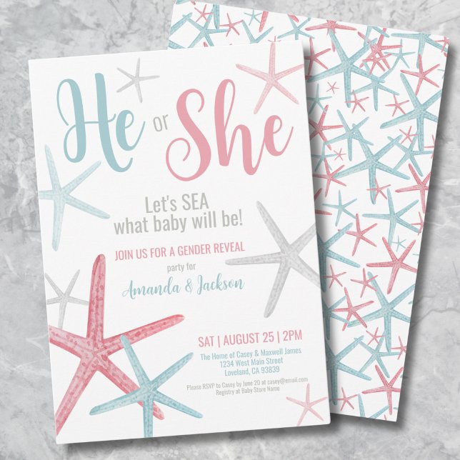 Sommarfest för könsbestämning av bebisen inbjudningar (Pink Blue Summer Gender Reveal Invitation)
