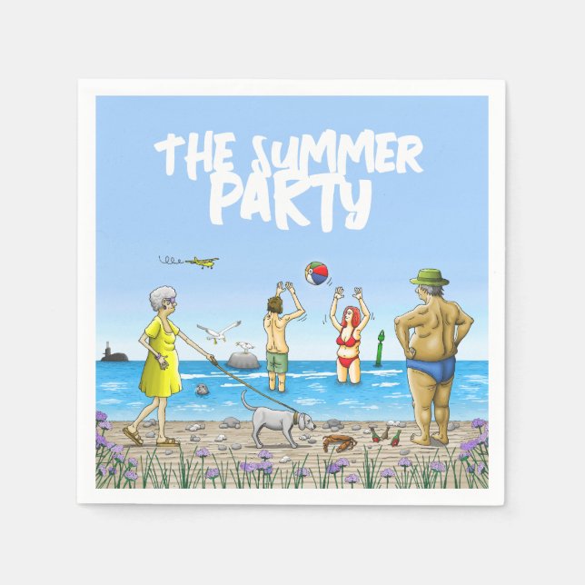 Sommarfest på stranden pappersservett (Framsidan)
