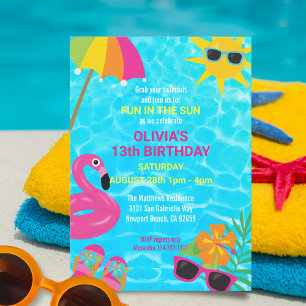 Sommarfest Poolparty Födelsedagsfest Inbjudningar