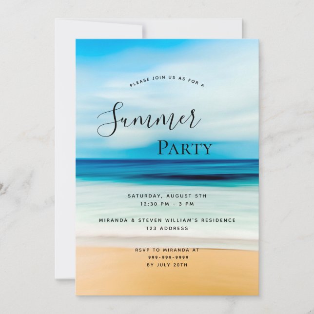 Sommarfest strand hav inbjudan (Framsida)
