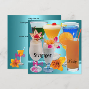 Sommarfest Tropisk Blå Teal Cocktaildrycker Inbjudningar