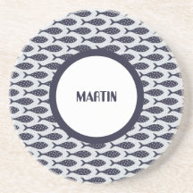 Sommarfisk texturerad Mönster Blue White