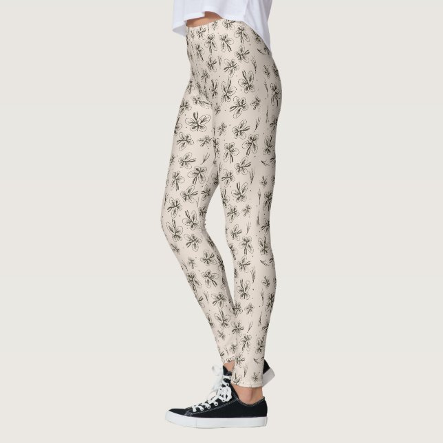Sommarfjärilar Botaniskt Yogamönster Leggings (Vänster)