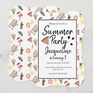 Sommarflamingo Handritade Klotter Inbjudningar