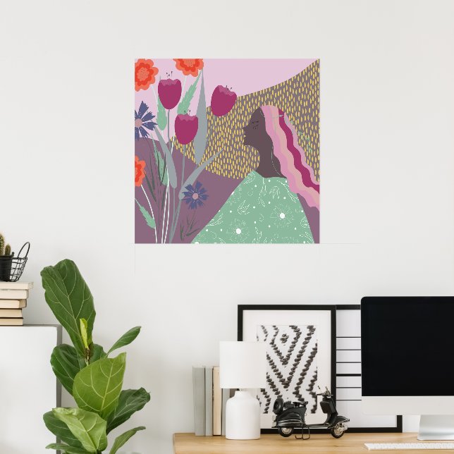 Sommarflicka, färgad poster (Hemmakontoret)