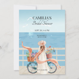 Sommarflicka i blåhavsområdet med cykelns möhippa inbjudningar
