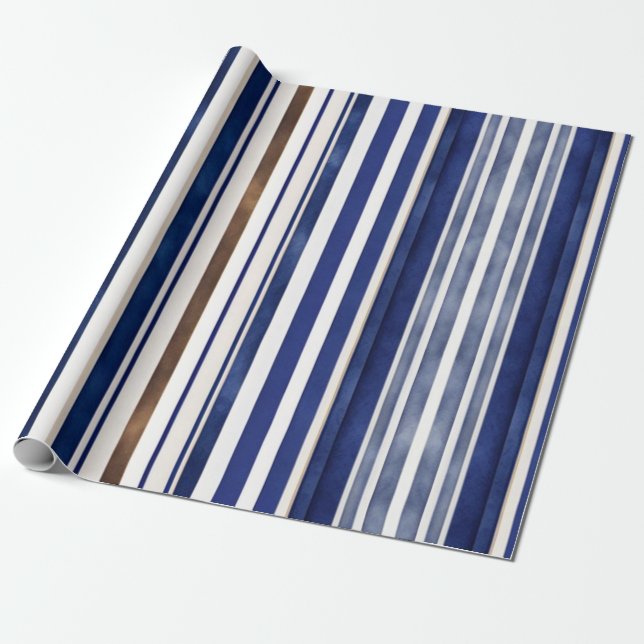 Sommarflottan Blue Trendig Boat Rand Collection Presentpapper (Utrullad)