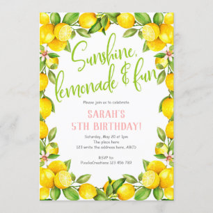 Sommarfödelsedag, citron, flickfödelsedag inbjudningar