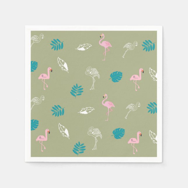 Sommarfödelsedags- & Flamingopartybord Dekoration Pappersservett (Framsidan)