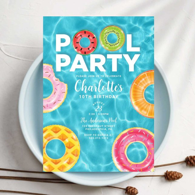 Sommarfödelsedagsfest Inbjudan till poolparty (Skapare uppladdad)