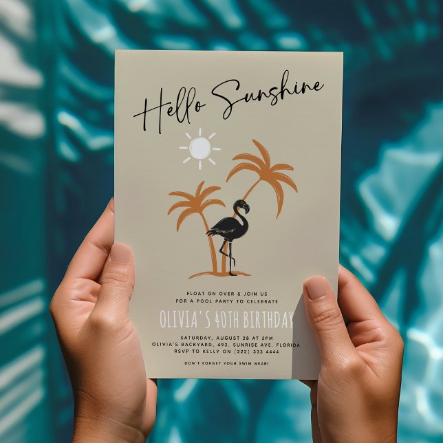 Sommarfödelsedagsfirande Flamingo Inbjudningar (Skapare uppladdad)