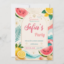 Sommarfödelsedagsinbjudan med vattenmelon