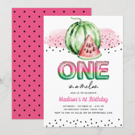 Sommarfoil Balloon Brev Melon First Birthday Inbjudningar