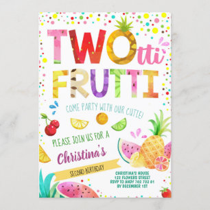 Sommarfrukt 2:a Flickans födelsedag Twotti Frutti Inbjudningar