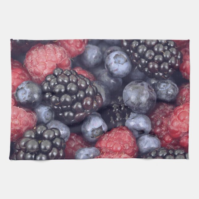 Sommarfrukt Blandade Bär Närbild Foto Kökshandduk (Horisontell)