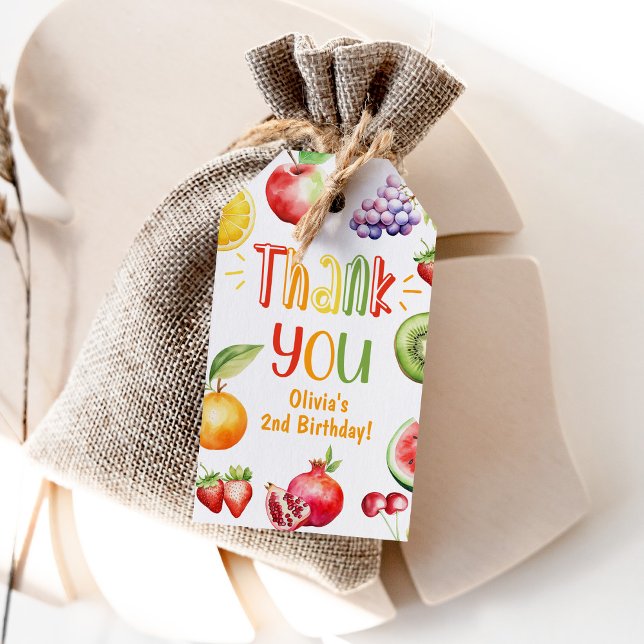 Sommarfrukt födelsedags tack presentetikett (Skapare uppladdad)
