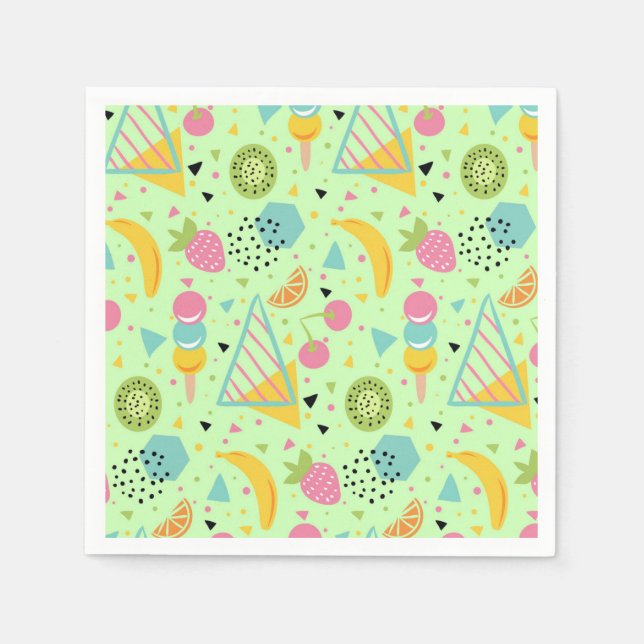 Sommarfrukt och geometriska former Napkins Pappersservett (Framsidan)