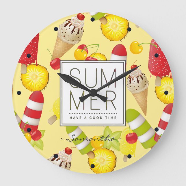 Sommarfrukt- och glassroligt stor klocka (Framsida)