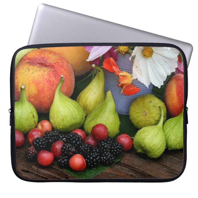 Sommarfrukt, persikor Figs Flower Electronics Bag Laptop Fodral (Framsidan)