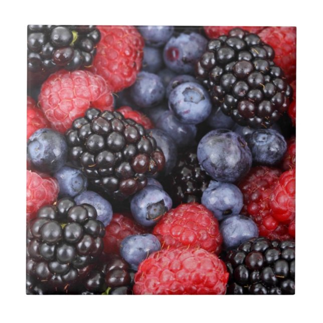 Sommarfruktblandade berries stänk foto kakelplatta (Framsidan)