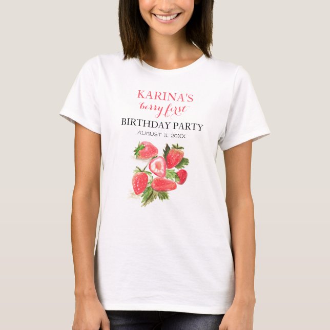 Sommarfrukten Berry 1:a födelsedagen Party T Shirt (Framsida)