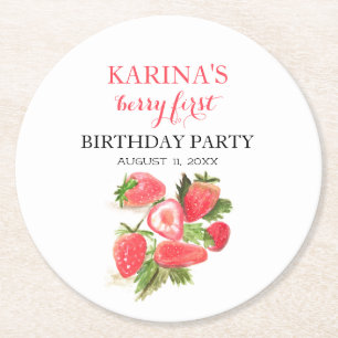 Sommarfrukten Berry 1:a födelsedagen Party Underlägg Papper Rund