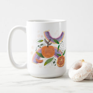 Sommarfruktens orange, geometri kaffemugg