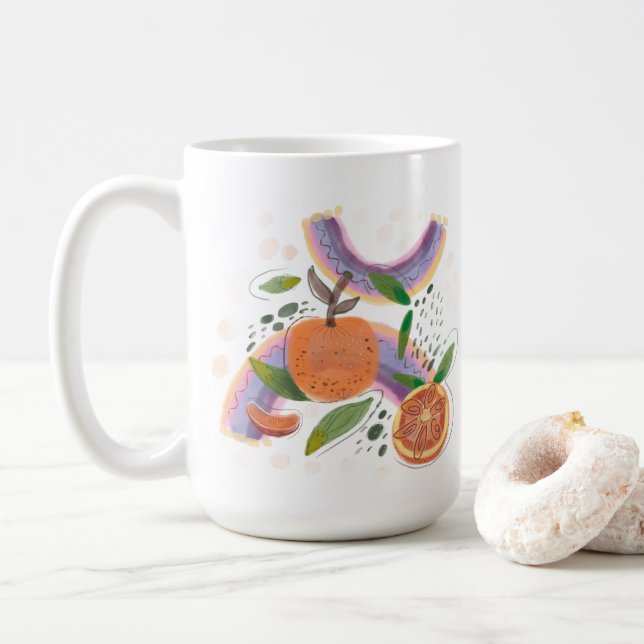 Sommarfruktens orange, geometri kaffemugg (Med munk)