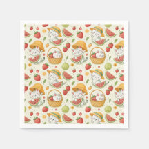 Sommarfrukter Kattmönster - Picknickdesign för bar