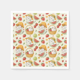 Sommarfrukter Kattmönster - Picknickdesign för bar Pappersservett