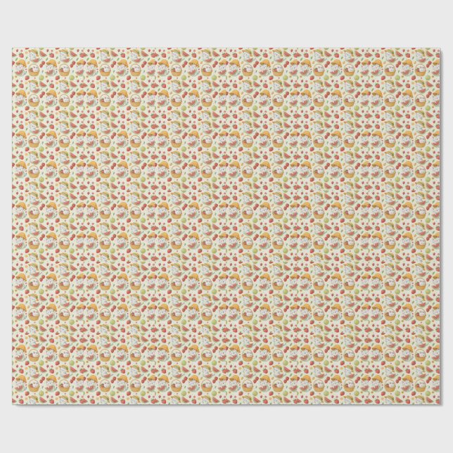 Sommarfrukter Kattmönster - Picknickdesign för bar Presentpapper (Platt)