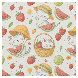 Sommarfrukter Kattmönster - Picknickdesign för bar Tyg