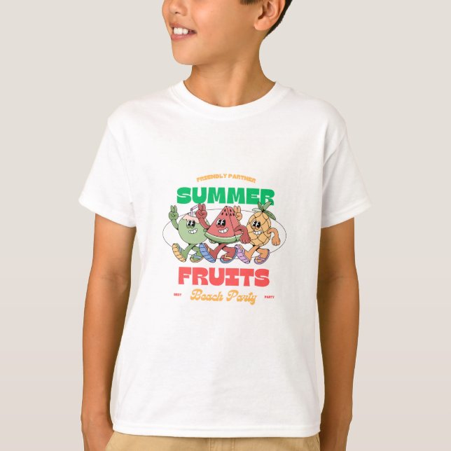 sommarfrukter strandfest t-shirt för barn. (Framsida)
