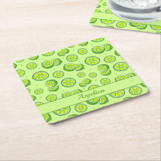 Sommarfruktkalk och kalkskivor underlägg papper kvadrat