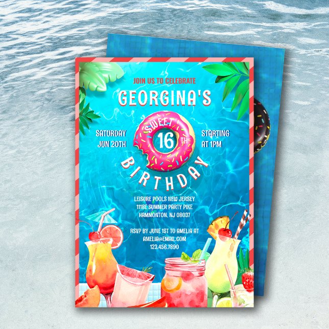 Sommarfruktträd Söt 16 Party-födelsedag Inbjudningar (Summer Fruit Drinks Sweet 16 Party Birthday Invitation)