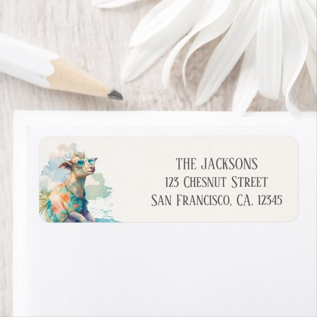 Sommarfunny Goat Sunglasses Returadress Etikett (Insitu)