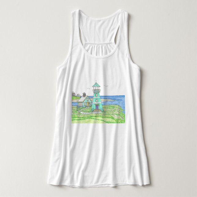Sommarfyr 3; Tanktopet Women's Flowy Linne Med Racerback (Design framsida)