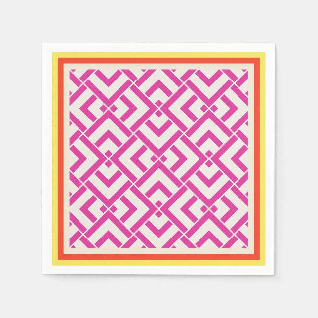 Sommargeometrisk utanför rosan klassisk pappersservett (Framsidan)