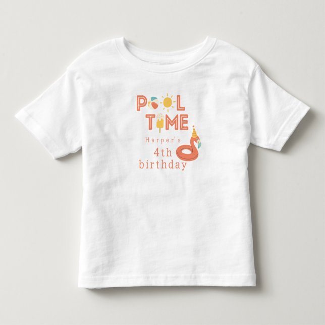 sommarglada isglass barn födelsedags poolparty t shirt (Framsida)