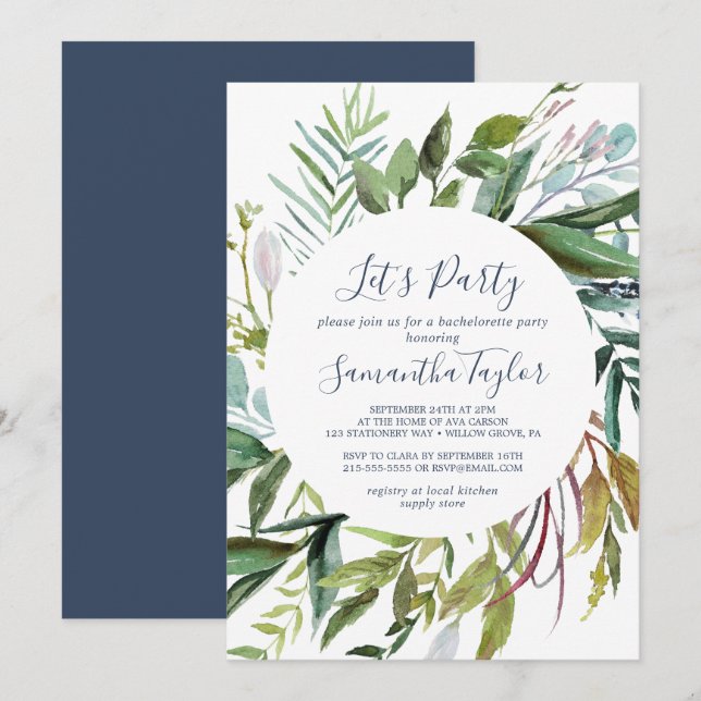 Sommarglans Diamatkranz Let's Party Inbjudningar (Fram/baksida)