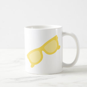 Sommarglasögon, gult, hipsterglasögon kaffemugg
